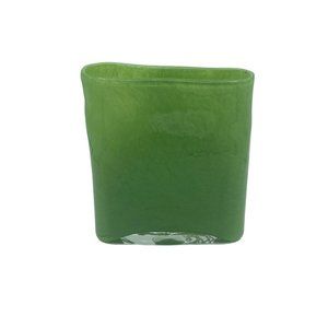 Vintage Hand Blown Avocado Green Glass Vase Planter Garden or Living Room Decor